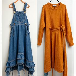 Upcycled clothing before and after transformations